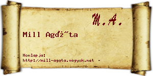 Mill Agáta névjegykártya